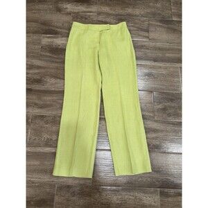 Talbots Lime Green Wider Leg 100% Irish Linen Pants‎ Women's Size 10 EUC